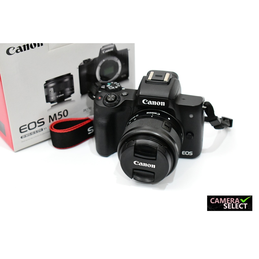 (กล้องมือสอง)Canon EOS M50 kit 15-45mm สภาพสวย9.5/10 เลนส์ใส อดีตประกันศูนย์ ปกติดีพร้อมใช้งาน ของครบกล่อง