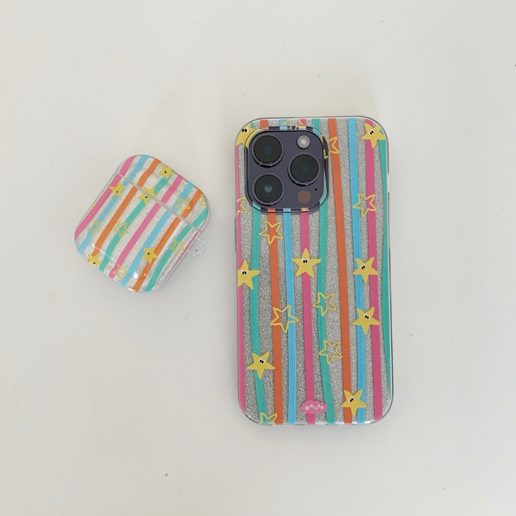 (ไม่มีแม่เหล็ก)amuse.stuff-star glitter case เคสมีกลิ้ตเตอร์ลายดาว(2ชั้น)