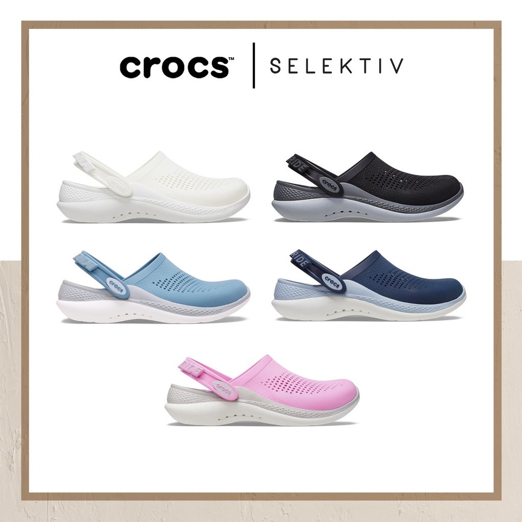 Crocs Lite Ride Clog รองเท้าแตะ แบบลำลอง มาใหม่สุดฮิต ใส่ได้ทุกเพศ มีส่วนลดราคา แจกตัวติดรองเท้า