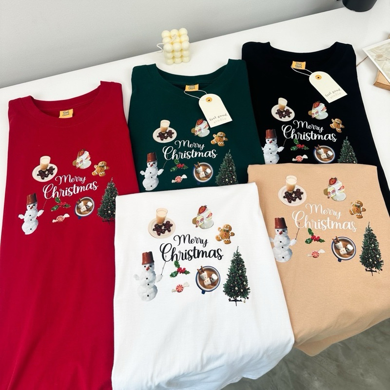 Sugarbeetshop | F60 Merry Chrismas สกรีนเค้ก เสื้อโอเวอร์ไซต์