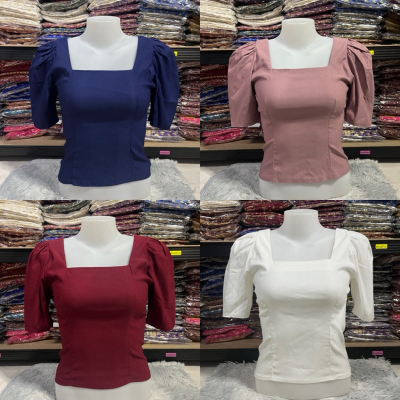 เสื้อสกินนี่ สีพื้น [ คอเหลี่ยม ]