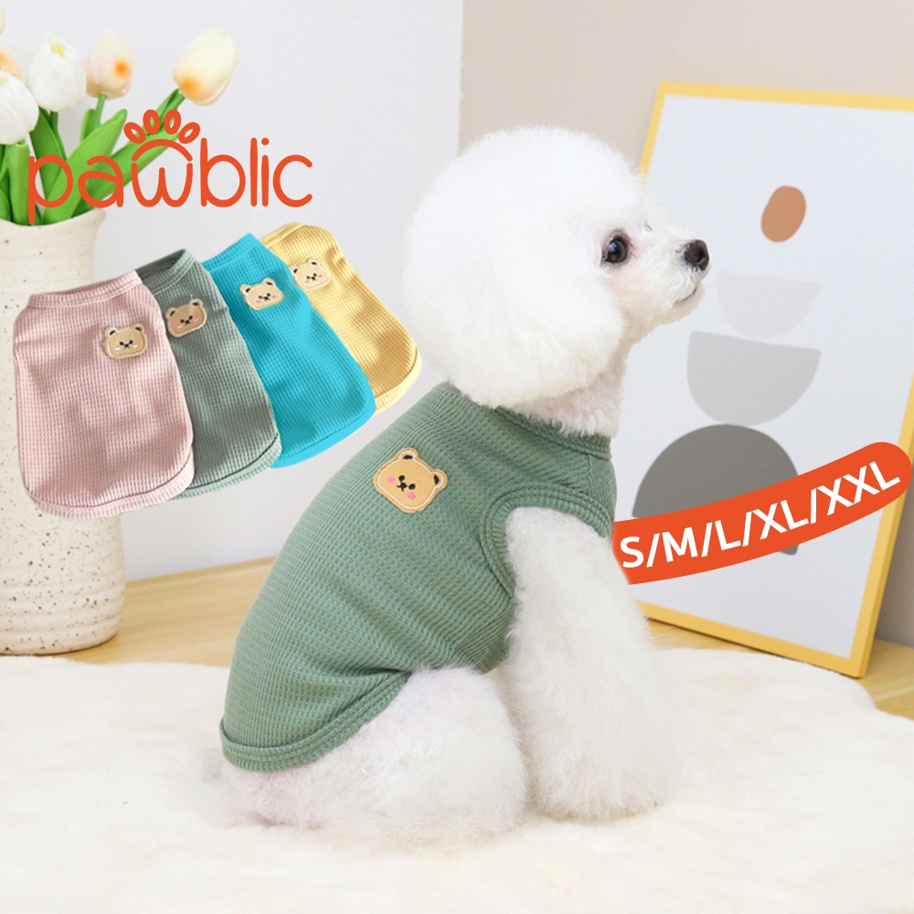 Pawblic เสื้อผ้าสัตว์เลี้ยง เสื้อกั๊กสัตว์เลี้ยงลายหมีให้ความอบอุ่นในฤดูหนาว เสื้อน้องหมา เสื้อน้องแมว