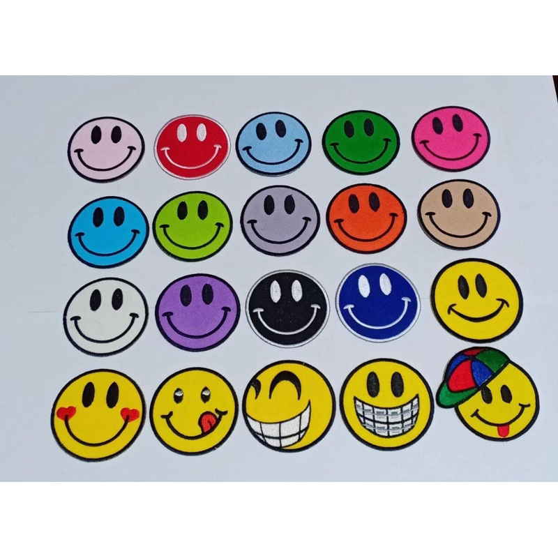 📌 ตัวรีดติดเสื้อยิ้ม7ซม ตัวรีดติดผ้า อาร์มติดเสื้อ รีดติดหมวก รีดติดแมส ตัวรีดกระเป๋า Iron on Patch DIY