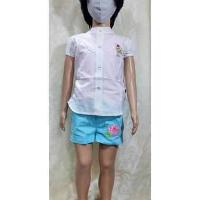 เสื้อเด็กผู้หญิงแขนตุ๊กตาผ้ามัสลิน เส้นใยฝ้าย 100% ขนาด 3 เดือน -3 ปี ทอเนื้อบางใส่สบาย ปักเส้นและนก