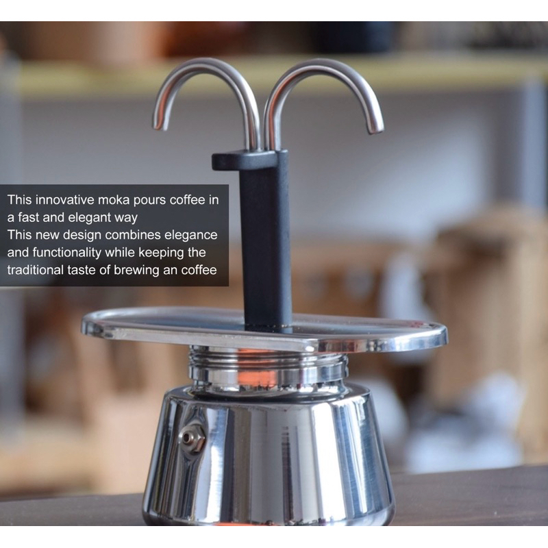 มือล้างหม้อคู่ท่อสแตนเลส Moka Pot เครื่องชงกาแฟอิตาเลี่ยน Espresso มินิมือล้างหม้อกาแฟ