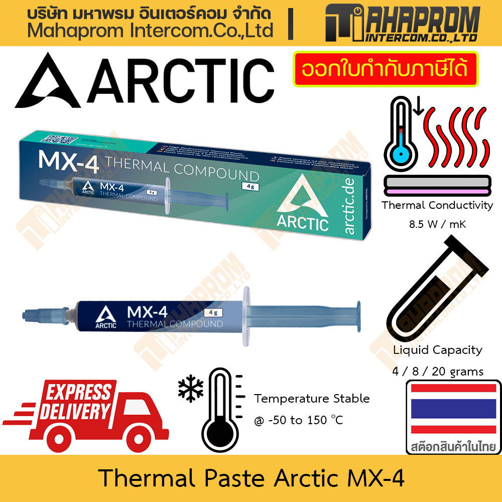 ซิลิโคน Arctic รุ่น MX-4 นำความร้อนได้ถึง 8.5 W/mK ปริมาณคับหลอดถึง 20 กรัม
