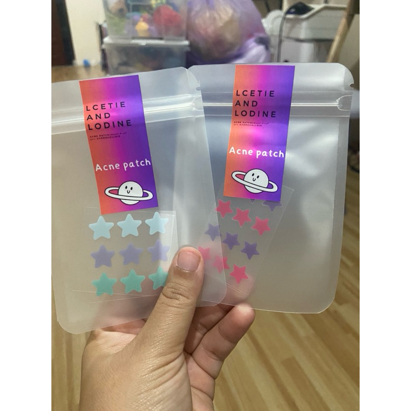 สติ๊กเกอร์แปะสิว แผ่นดูดสิว แผ่นแปะสิว ลายดาวพาสเทล สีสดใส น่ารักมากๆๆๆ ราคาต่อซอง
