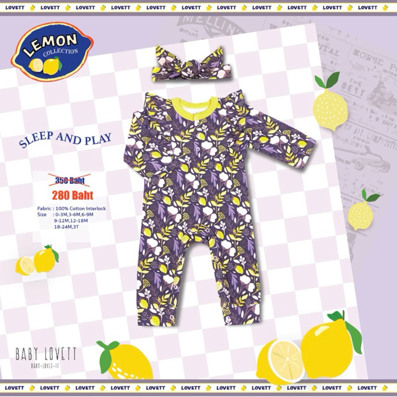 ส่งต่อ Baby lovett Lemon - Sleep and Play ชุดนอนเด็ก/9-12m
