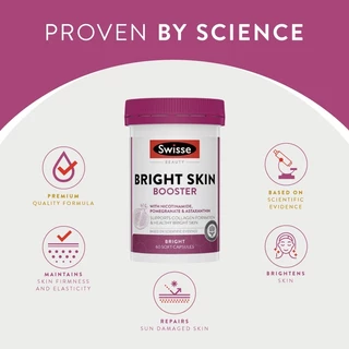 Swisse Bright Skin Booster ขวดใหญ่ 120เม็ด พร้อมส่งไวมาก ผิวกระจ่างใสออร่า EXP02/2029