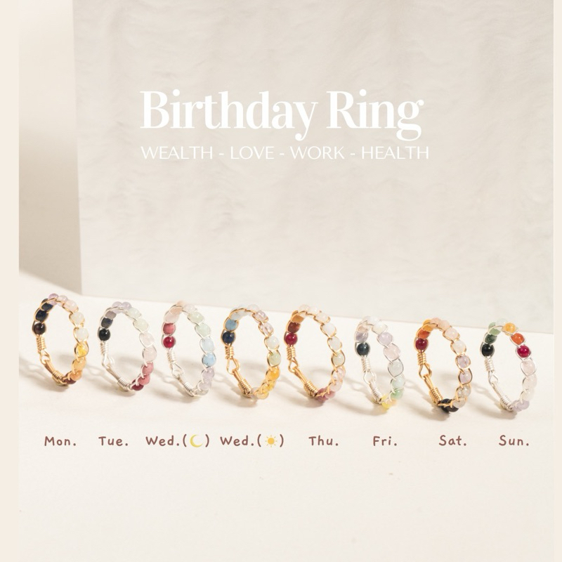 แหวนหินนำโชคประจำวันเกิด แหวนสายมูหินมงคล Lucky Ring