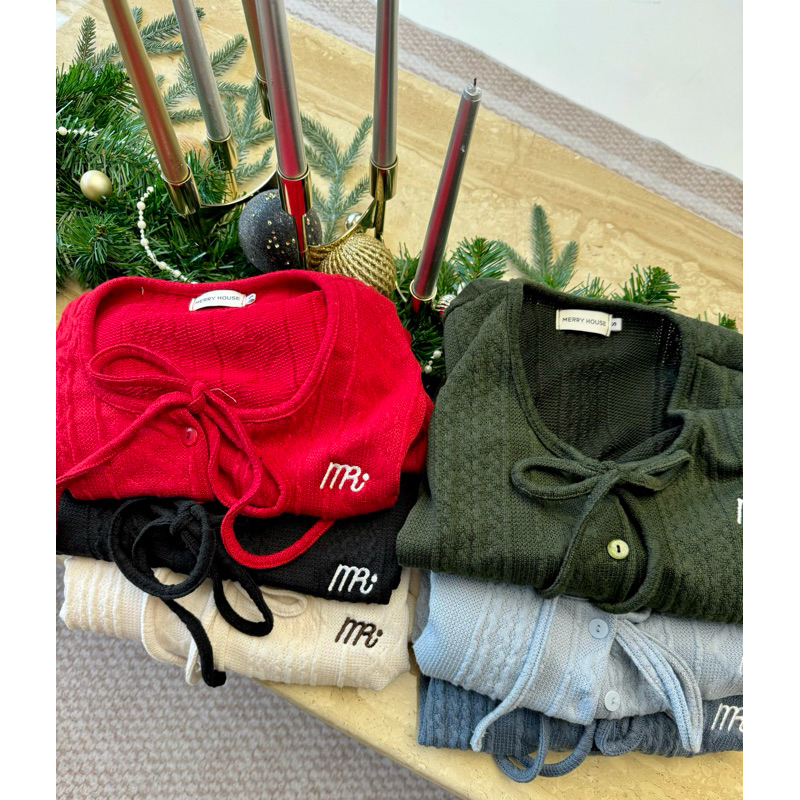 Tintin cardigan 🎀 เสื้อแขนยาวผ้าทอไหมพรม ผูกโบว์ (CD0010) - Merrychubbyhouse - รูปที่ 7