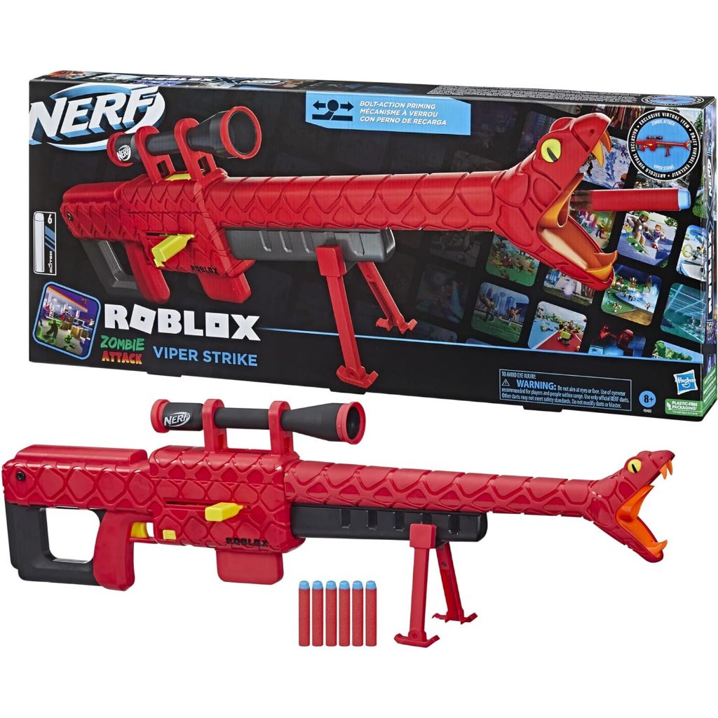 NERF Roblox Zombie Attack  Viper Strike Sniper-Inspired Blaster with Scope, Code for Exclusive Virtual Item