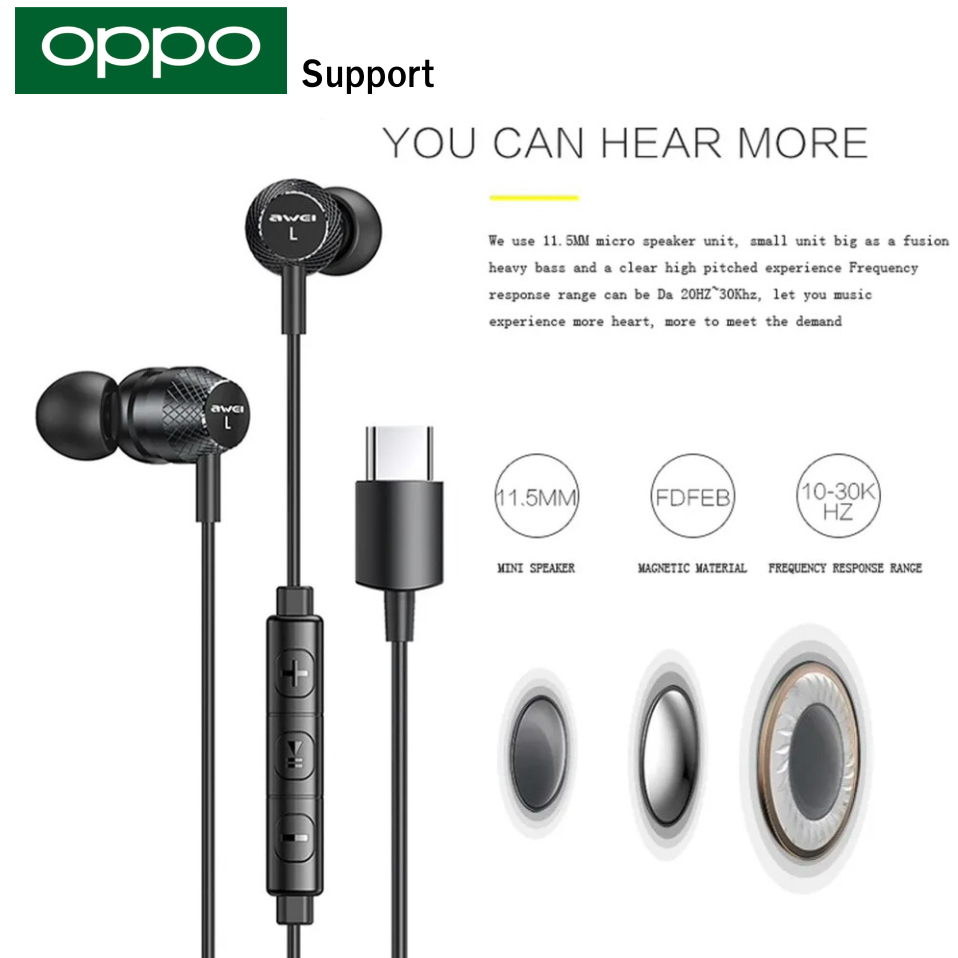 หูฟัง สมอลทอล์ค OPPO Type-C ไทป์ซี สำหรับ ออปโป้ Reno10 Pro รูปทรงสวยงาม สวมใส่สบาย เสียงดี เบสนุ่มนวล ตัดเสียงรบกวน T5