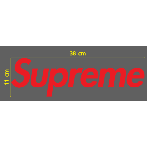 สติกเกอร์ ตัด ไดคัท Supreme  ขนาด  11 x 38 ซม.  (วัสดุเป็น PVC กันน้ำ ทนแดด) สำหรับติด ตกแต่งรถ ติดกระเป๋าเดินทาง ฯลฯ