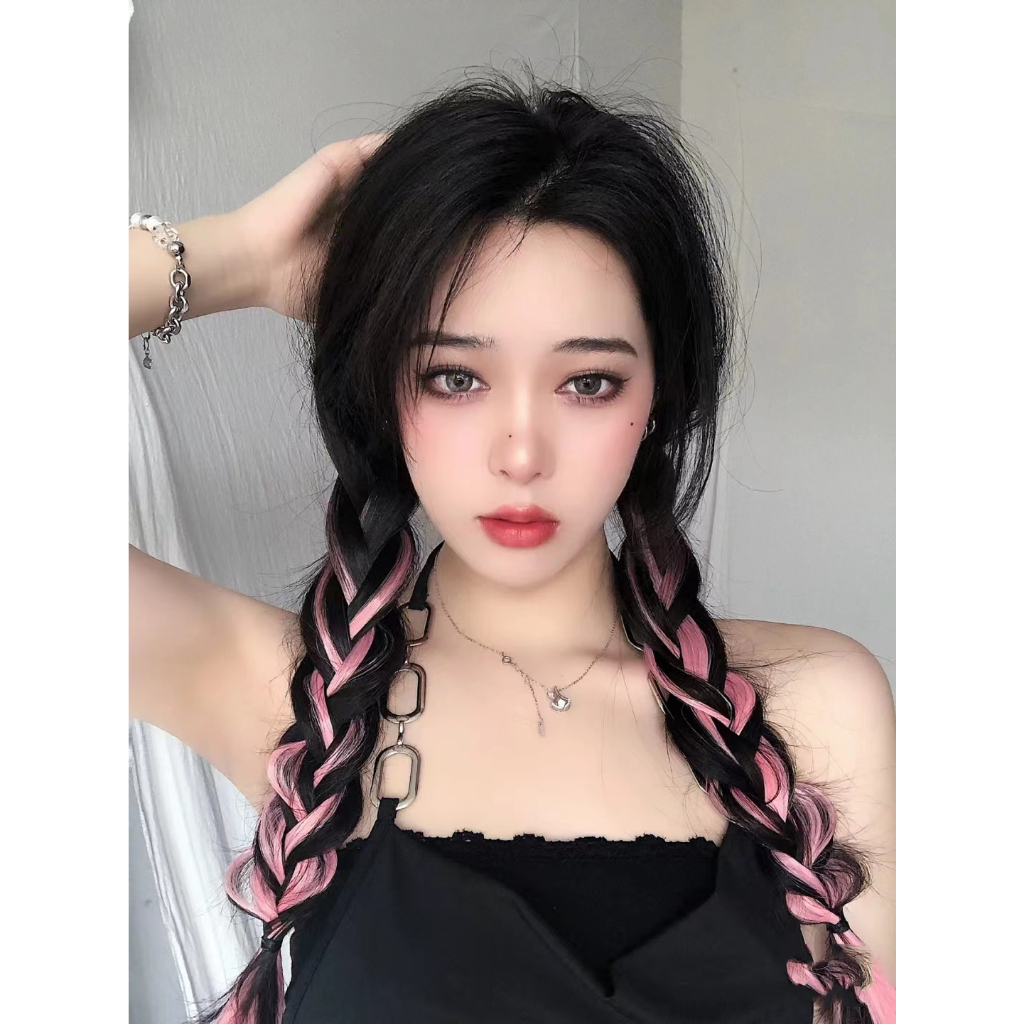 [จัดส่งที่รวดเร็ว]วิกผมสีสำหรับผู้หญิงมีไฮไลท์ผมยาวและผมสั้นมองไม่เห็นไร้รอยต่อผมตรงชิ้นเดียวธรรมชาติต่อผมย้อมหู