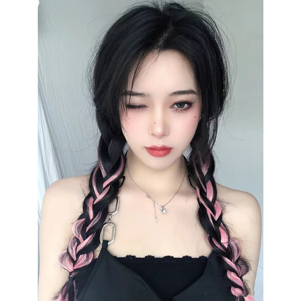 [จัดส่งที่รวดเร็ว]วิกผมสีสำหรับผู้หญิงมีไฮไลท์ผมยาวและผมสั้นมองไม่เห็นไร้รอยต่อผมตรงชิ้นเดียวธรรมชาติต่อผมย้อมหู