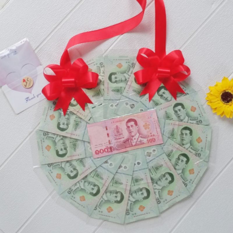 (แถมการ์ดฟรี) 💸พวงมาลัยซองเปล่า แบบกลม💸สำหรับใส่ธนบัตร งานรับปริญญา งานปัจฉิม💸 - รูปที่ 2