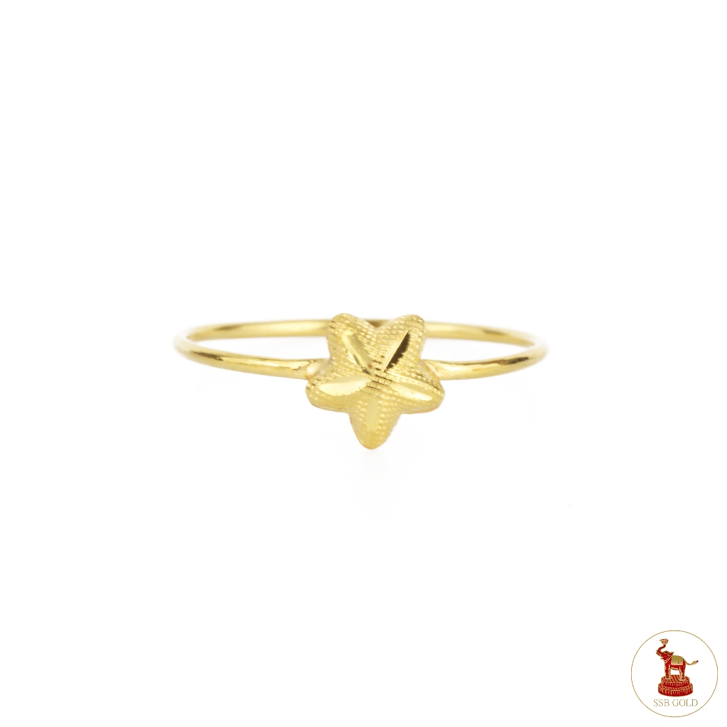 แหวนทอง น้ำหนัก 0.6 กรัม ทองแท้ 96.5% ลายดาว ทองแท้ ขายได้ จำนำได้ มีใบรับประกันทอง
