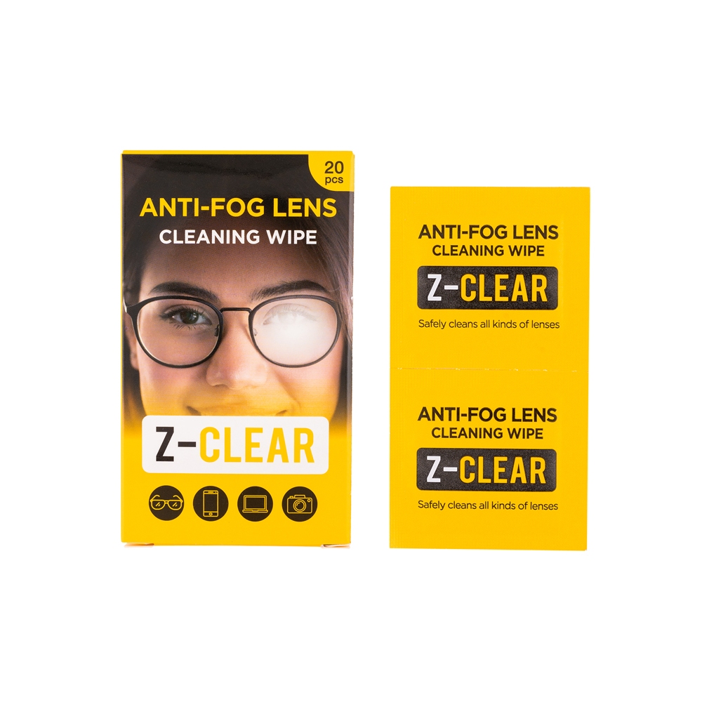 Z-CLEAR กระดาษเช็ดเลนส์กันฝ้า กันหมอก แก้ปัญหาแว่นเป็นฝ้าเวลาใส่หน้ากากอนามัย 20 ชิ้น ANTI-FOG LENS CLEANING WIPES 20'P