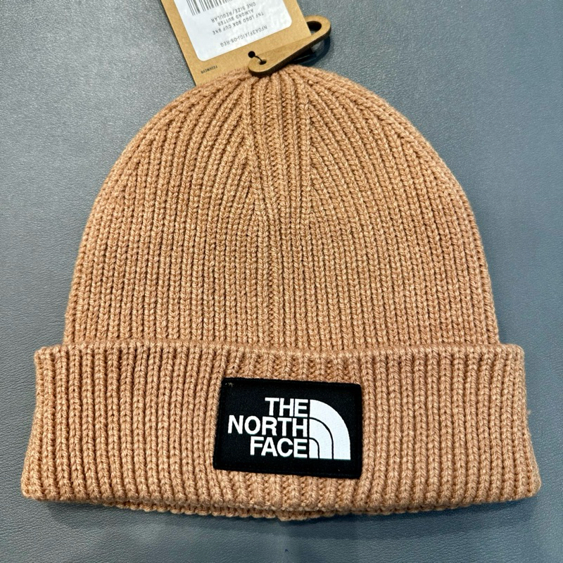 แท้💯ช็อปไทย THE NORTH FACE หมวกบีนนี่ไหมพรม ALMOND BUTTER รุ่น TNF LOGO BOX CUFFED BEANIE