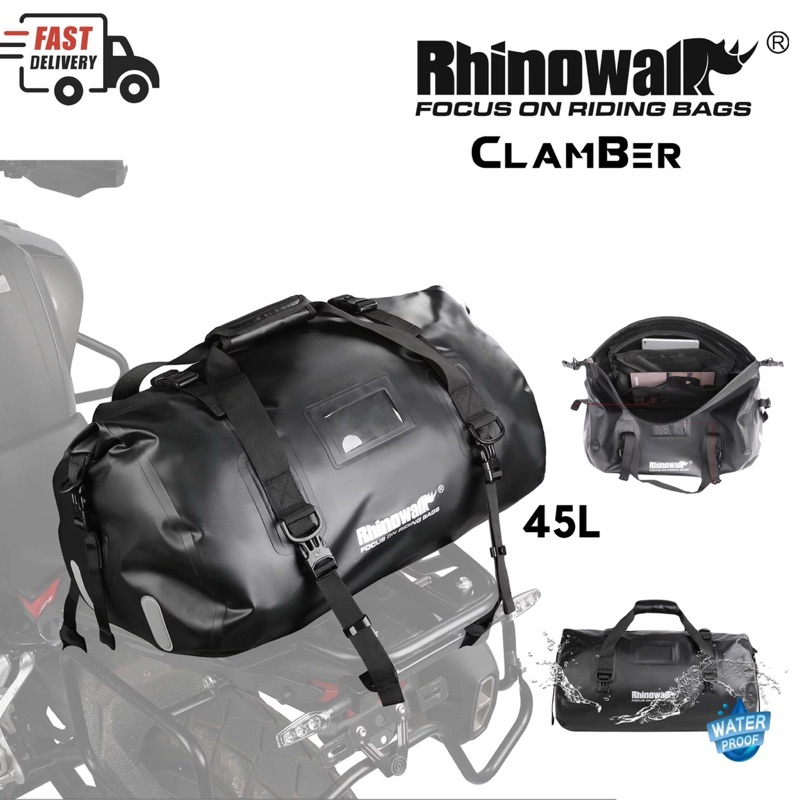 Rhinowalk 45L กระเป๋ามัดท้ายมอเตอร์ไซค์กันน้ำ 100% มัดง่าย ถอดง่าย ให้ได้กับรถทุกรุ่น
