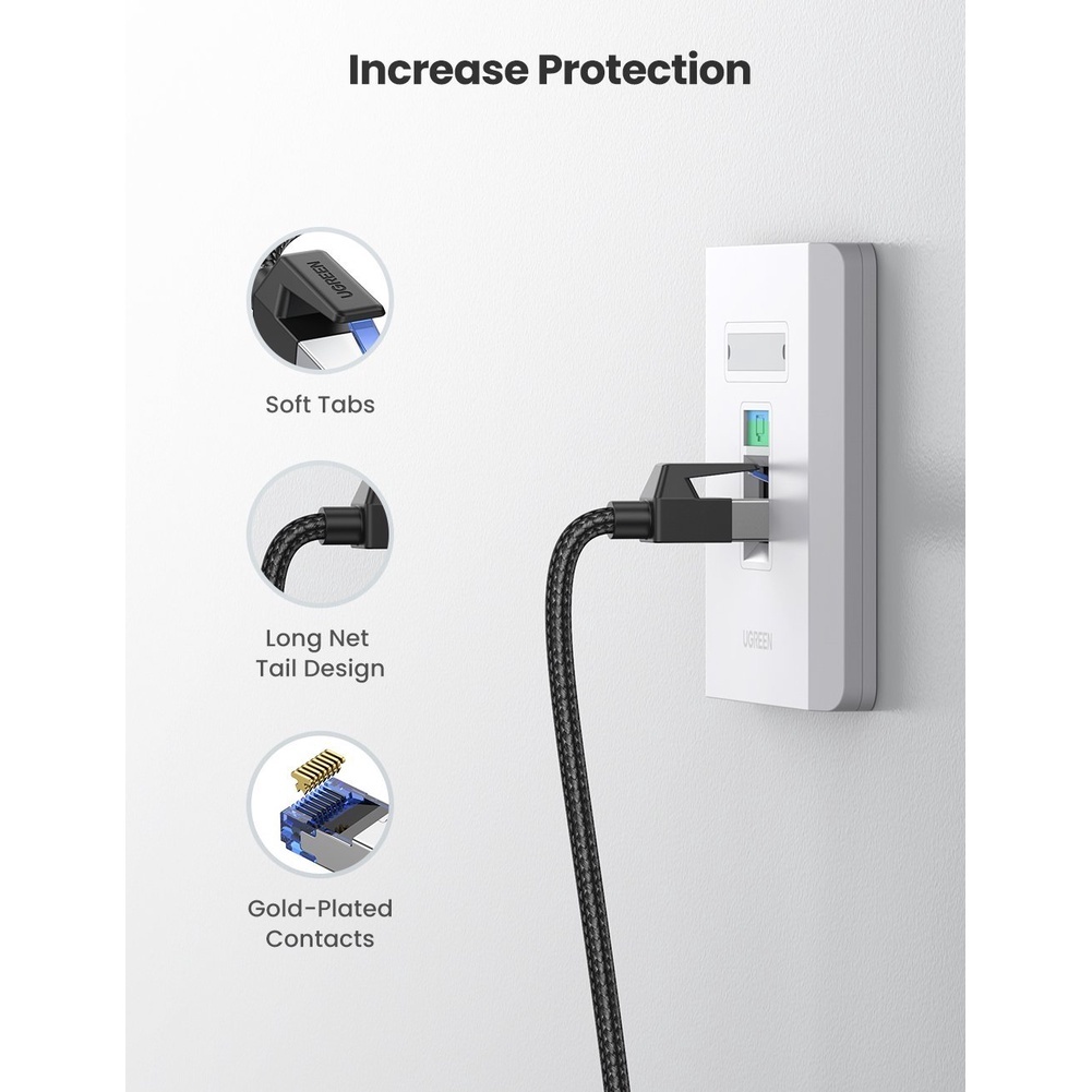 UGREEN รุ่น NW153 สายแลน Cat8 LAN RJ45 Ethernet Cable 2000MHz Bandwidth 25Gbps High Speed Network Cable routers, ADSL