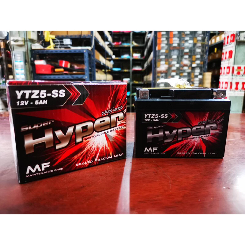 แบตเตอรี่ 12V 5แอมป์ แบต YTZ5 VTZ5 ยี่ห้อSHOGUN , HYPER  รถมอเตอร์ไซค์ FINO CLICK WAVE STEP MIOใหม่ 