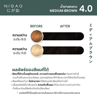 [ฟรี Developer] NIGAO Hair Color Natural 4.0 Medium Brown| นิกาโอะ ครีมเปลี่ยนสีผม สีย้อมผม สีน้ำตาลกลาง 100 mL