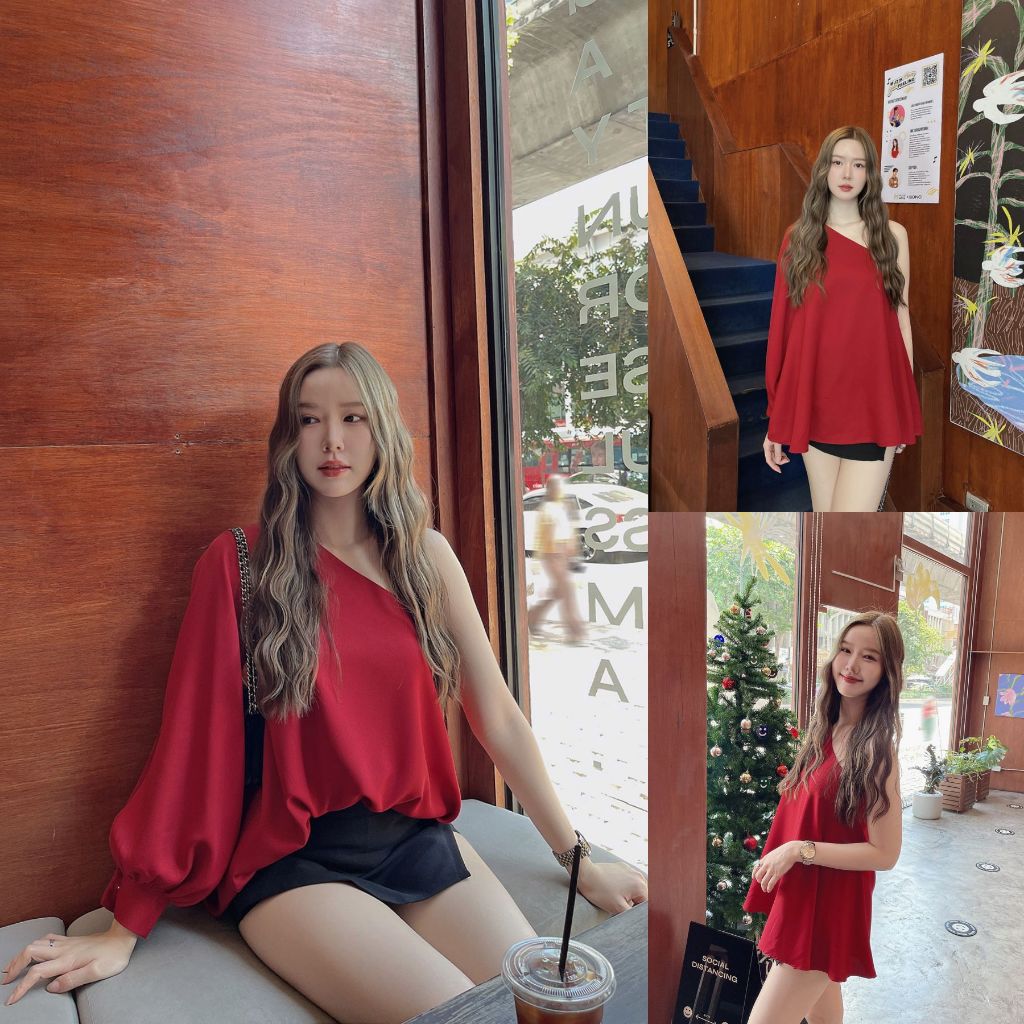SLYQ AMOUR ONE SHOULDER BLOUSE เสื้อไหล่เดียวแขนผ่า