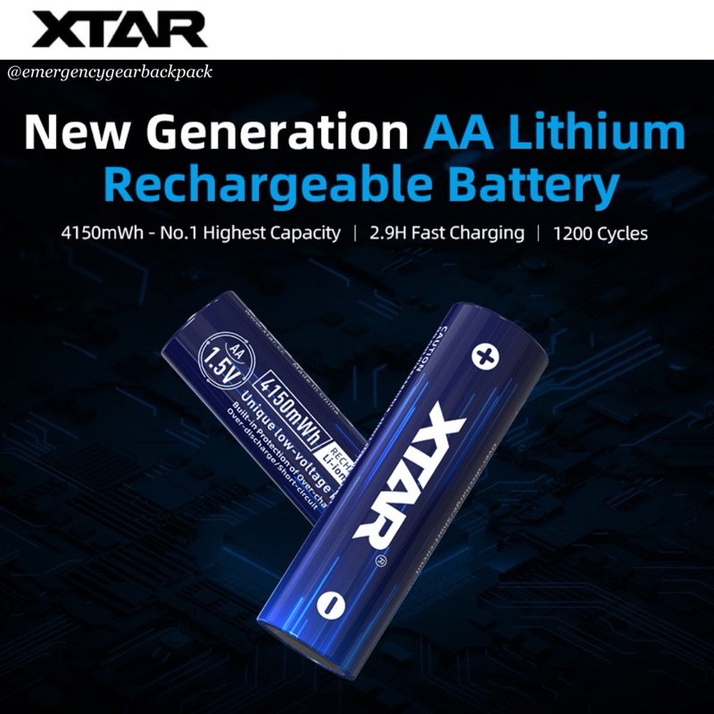 XTAR 1.5V AA 4150mWh/2500mAh Li-ion Rechargeable Battery (Pack 4)