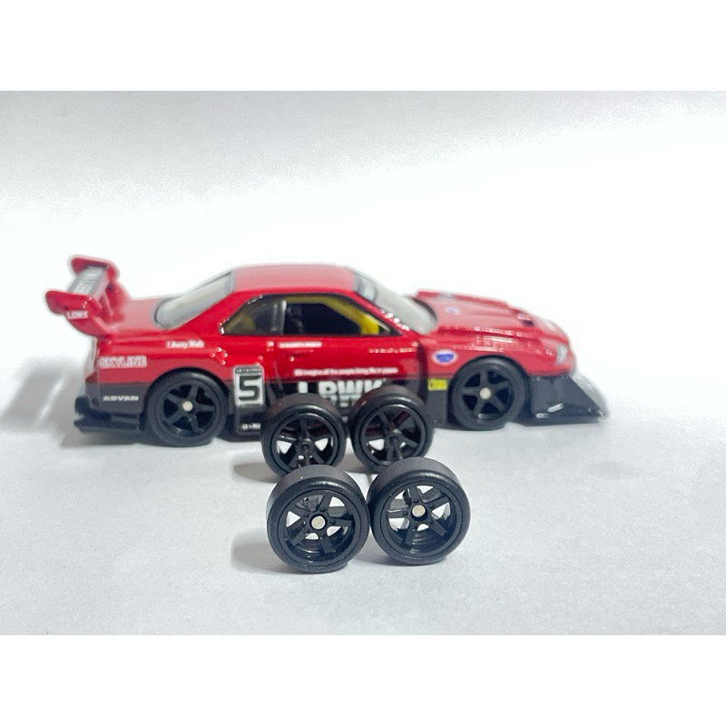 Hot Wheels Ori Rubber wheel 5 ก้าน สีดำ ใส่รถ ขนาด 1:64