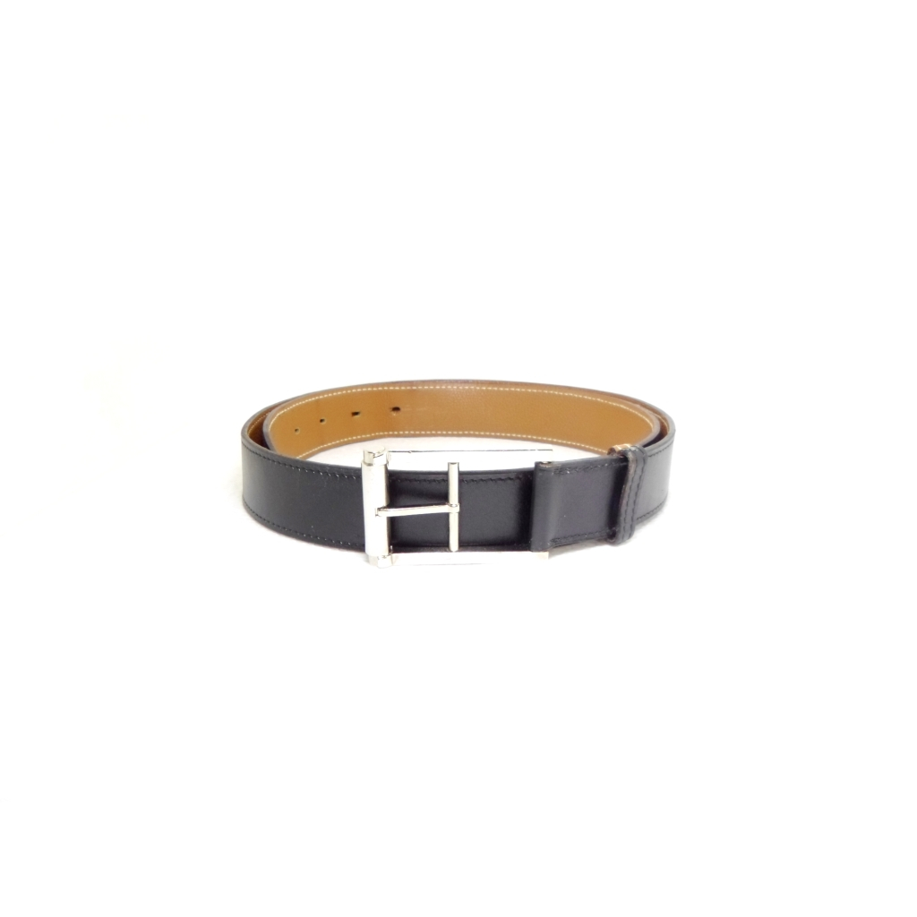 เข็มขัด Hermes Reversible Belt (noir/gold) sz 95 38 มือ 2 ของแท้ 100%