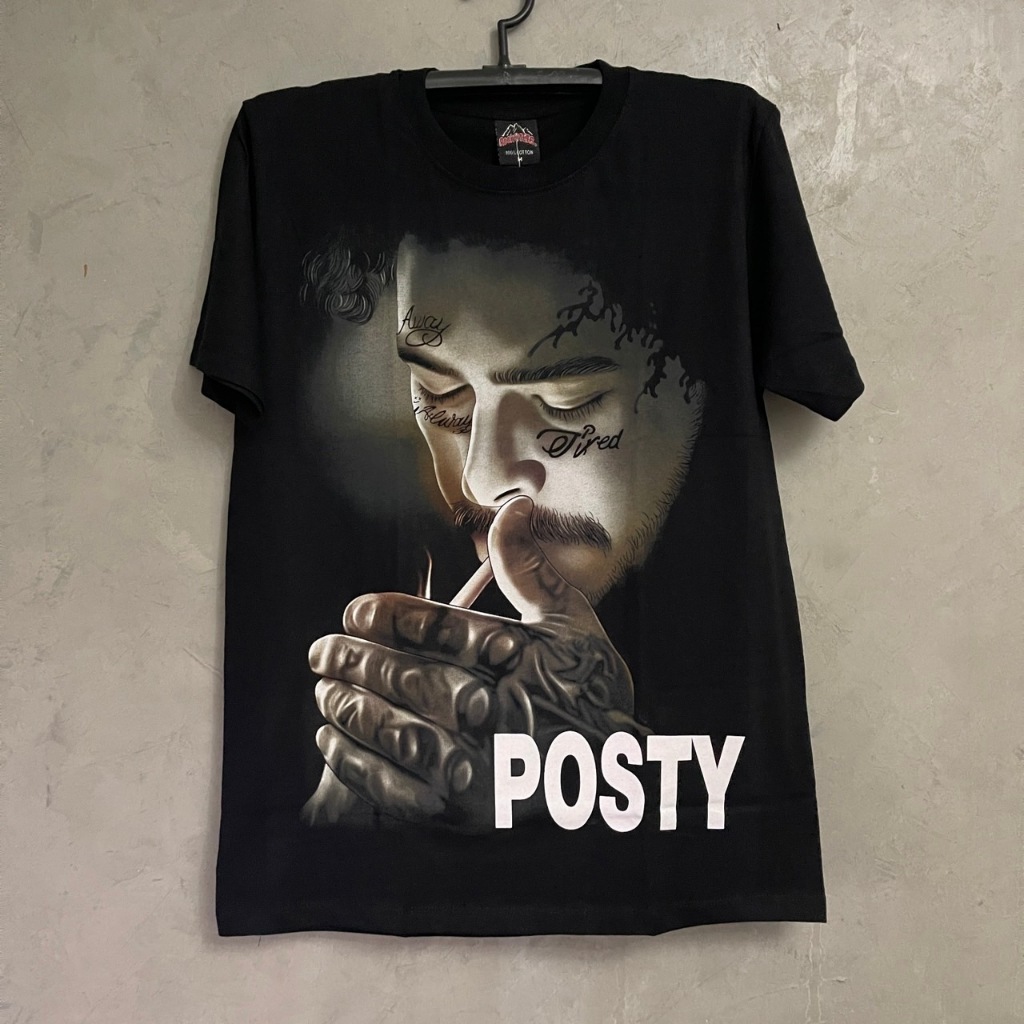 เสื้อยืด Post malone จุดไฟ(ป้ายRocktee เรืองแสง) ผ้าCotton100