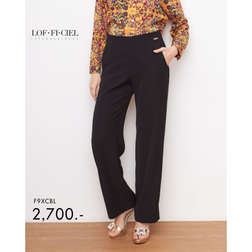 LOF-FI-CIEL woman's pants Jubili Highway กางเกงผู้หญิง ขายาว เอวสูง สีดำ F9XCBL