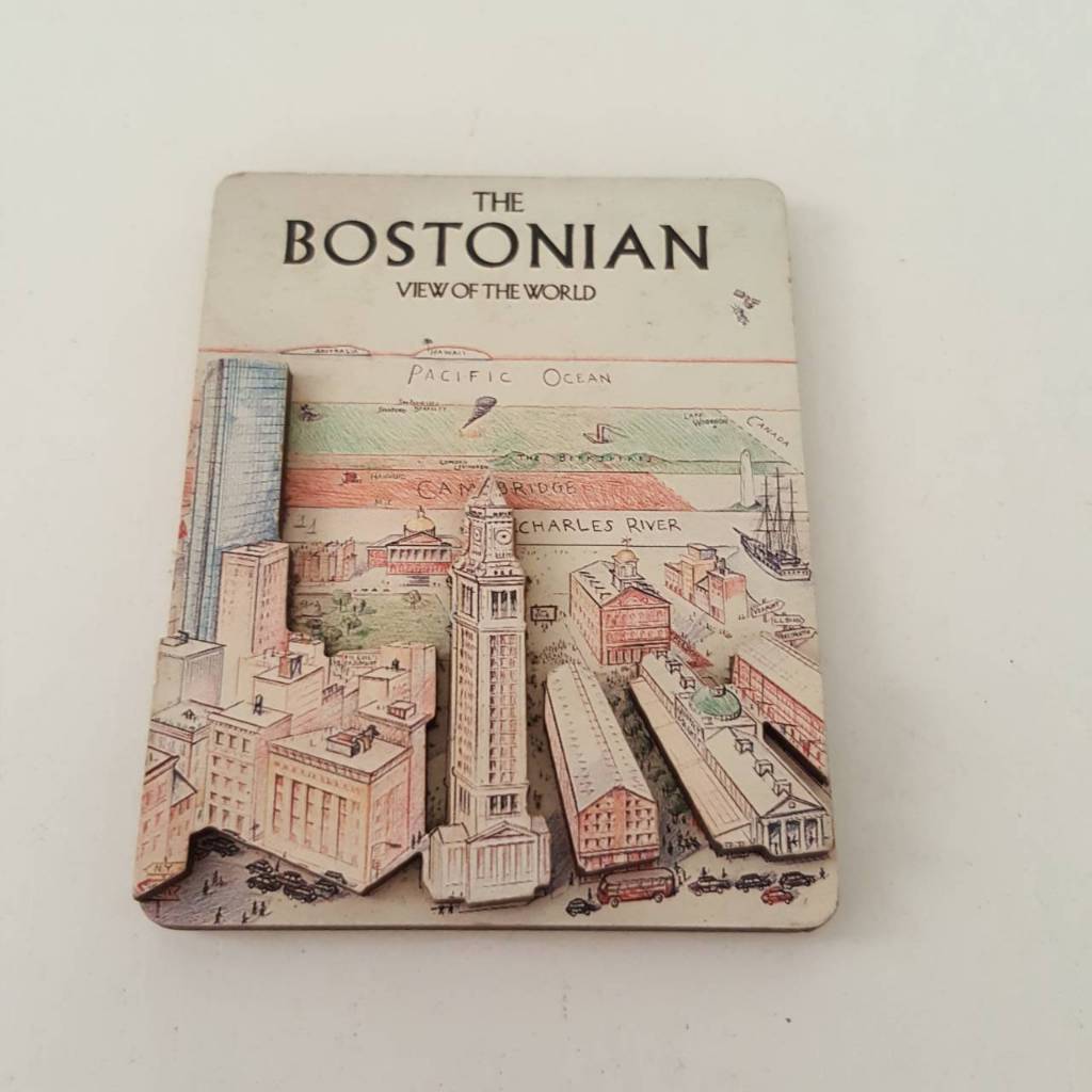 แม่เหล็กติดตู้เย็น Boston Magnet 3D ของสะสม souvenir The Bostonian View of the World ของแท้จากอเมริกา - ของมือสอง