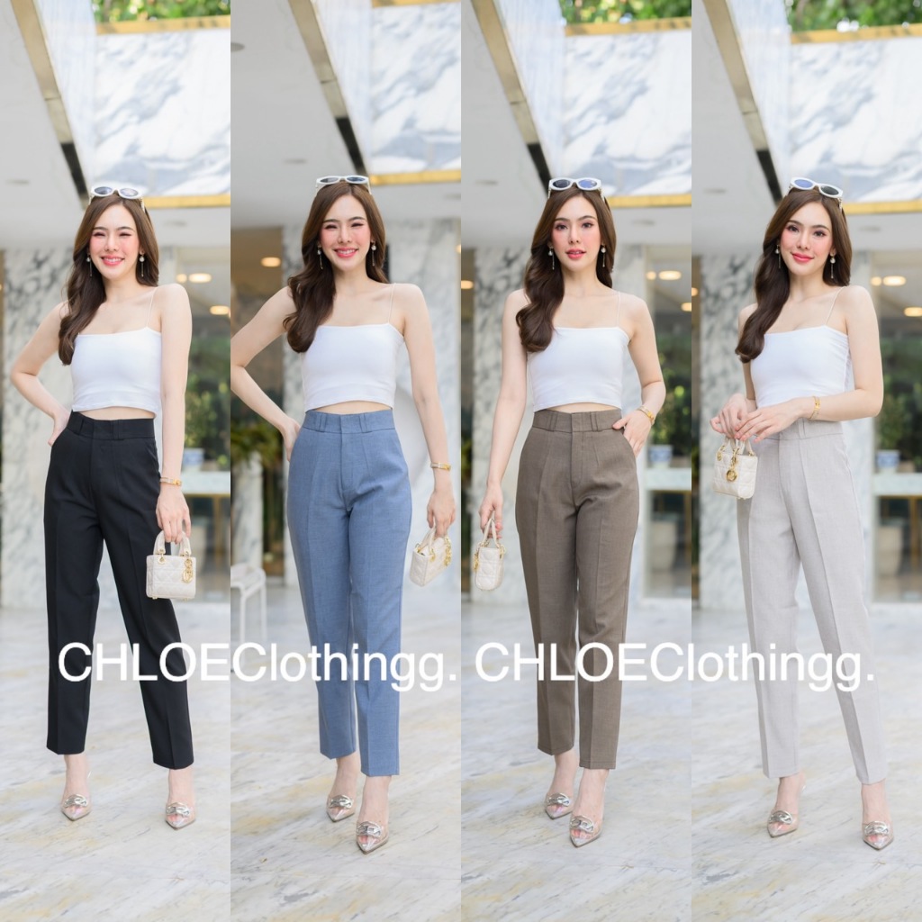 SN1 กางเกงผ้าสโนว์สลาฟ กระบอกเล็ก เอวสูง ซิปหน้า งานป้าย มี 4 สี ไซส์ S-2XL