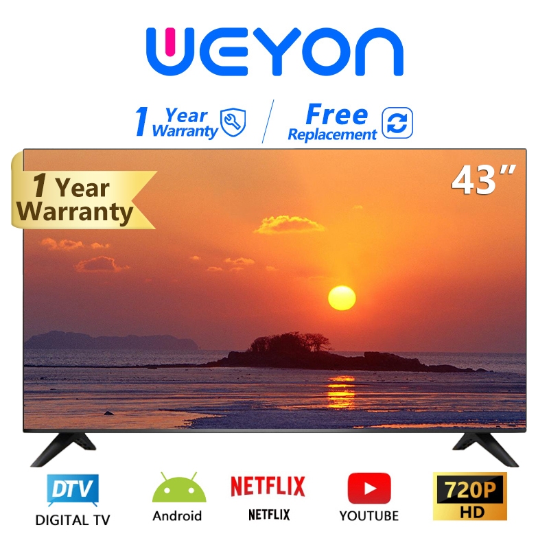 WEYON  Smart TV 43นิ้ว wifi ดิจิตอลทีวี ทีวีราคาถูกๆ ทีวีจอแบน youtube NETFLIX Goolgle Play