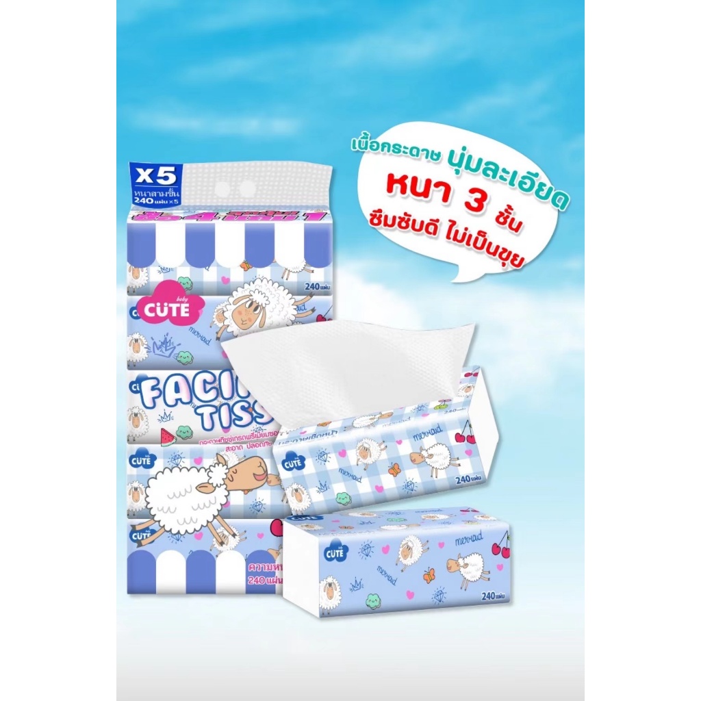 （พร้อมส่ง)กระดาษทิชชู่ 1 มัด/5 ห่อ(ห่อนึงละ 240 แผ่น) หนา 3 ชั้น ทิชชู่ทำความสะอาด - รูปที่ 4