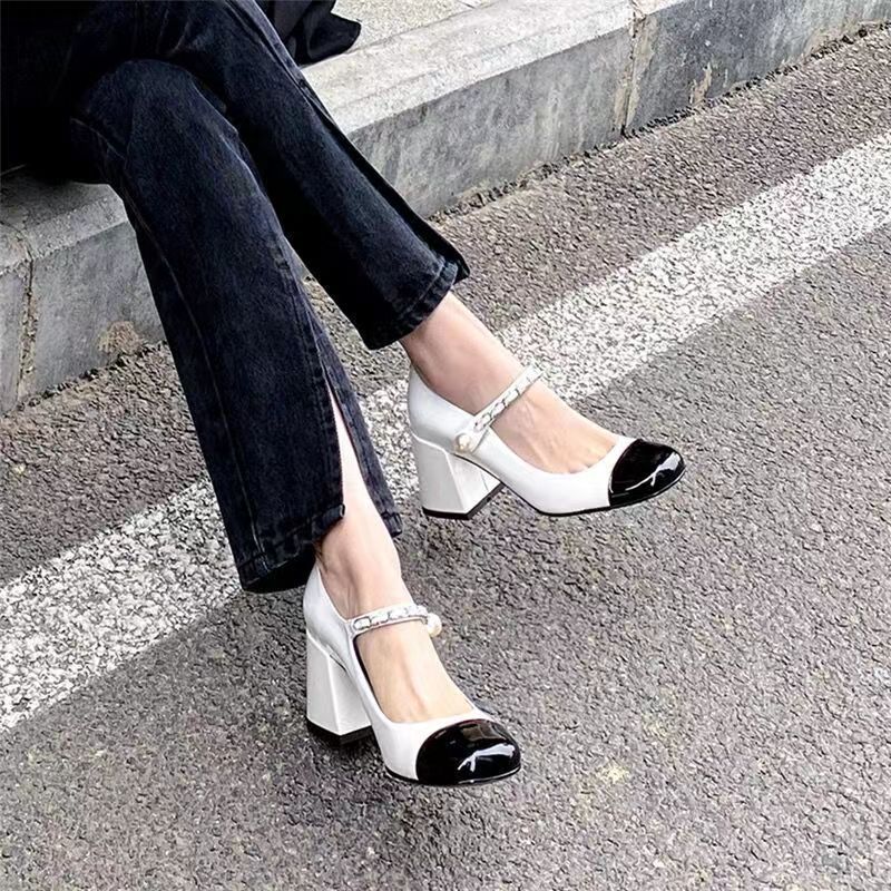 NEW 5CM/7CM รองเท้าแมรี่เจน รองเท้าส้นสูงสตรี ย้อนยุคโรแมนติกฝรั่งเศส size 35-40