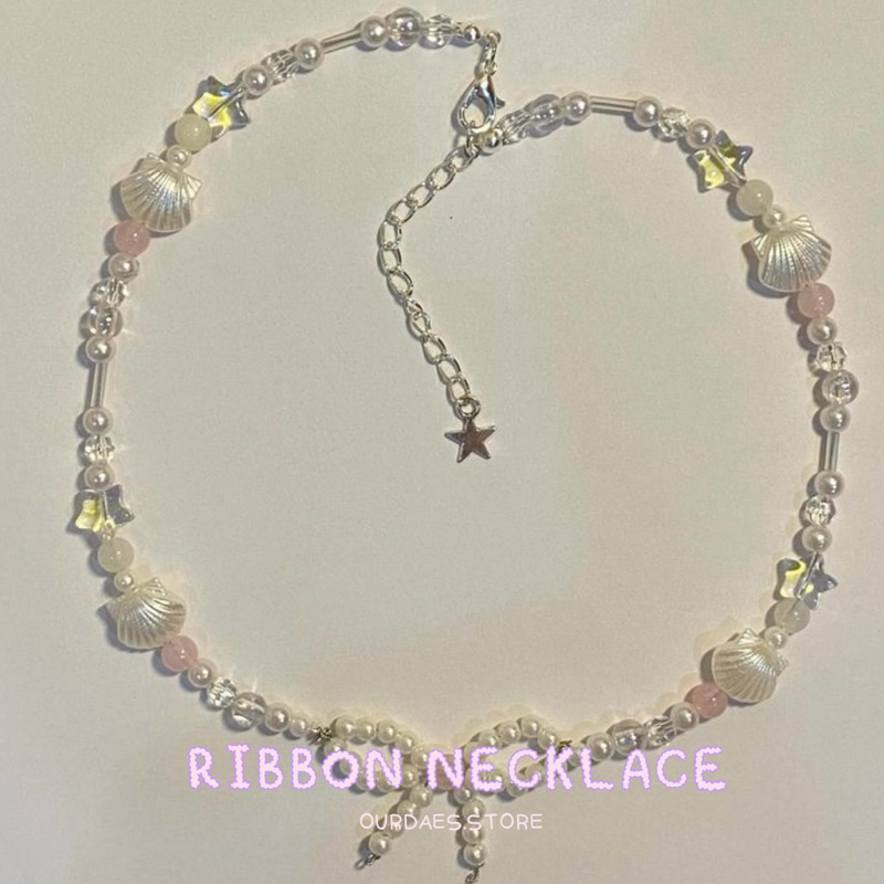 สร้อยลูกปัดรูปโบว์ สร้อยมุก | ribbon necklace