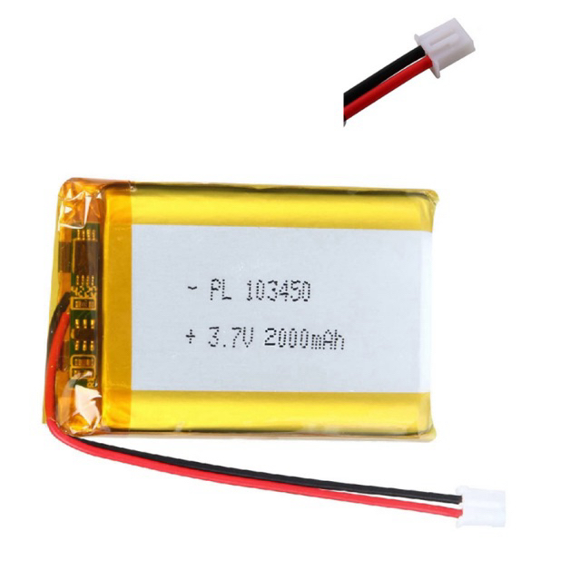 103450 เข้าหัว jst1.25 ph2.0 xh2.54 2 pin 3.7V 2000MAH lipo polymer lithium rechargeable battery