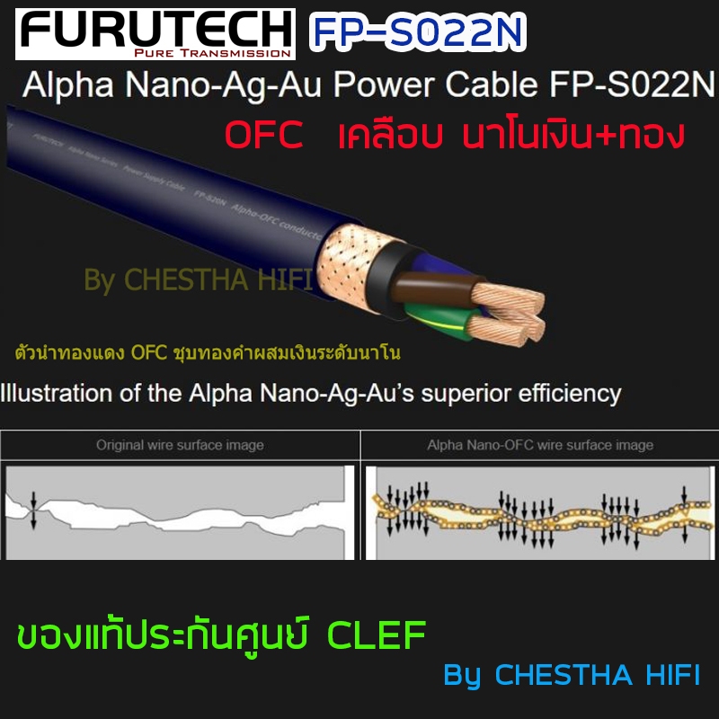 Furutech FP-S022N  สายไฟ Alpha Nano-Ag-Au OFC  Power Cable แท้ประกันศูนย์ไทย