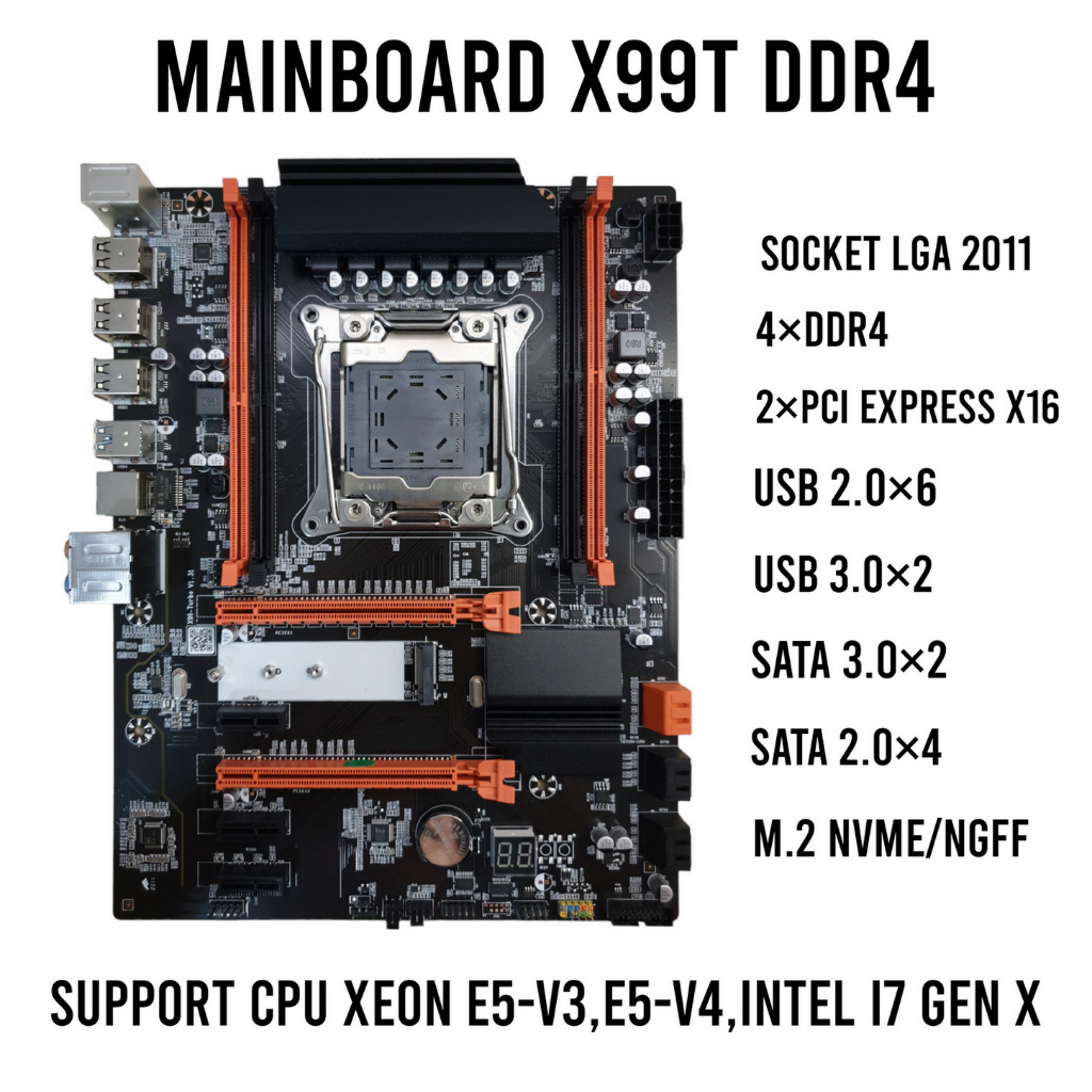 MAINBOARD (เมนบอร์ด) ATERMITER LGA 2011-3 X99 / X99T DDR4 Support CPU Xeon E5 และ Intel I7 GenX
