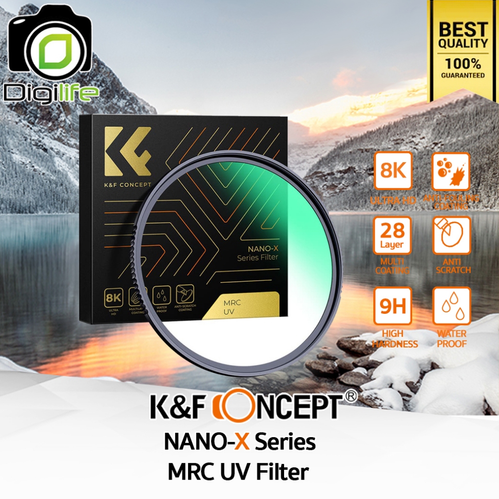 K&f Concept Filter Nano-X Series MRC UVนาโนมัลติโค้ดกันน้ำกันรอย Slim ขนาด67,77,82mmDigilifeThailand