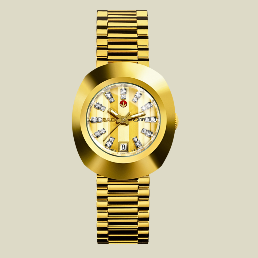 RADO Diastar Original นาฬิกาข้อมือผู้หญิง Automatic รุ่น R12416803 เรือนทอง หน้าทอง (พลอยคู่ 22 เม็ด, 27.3 mm.)