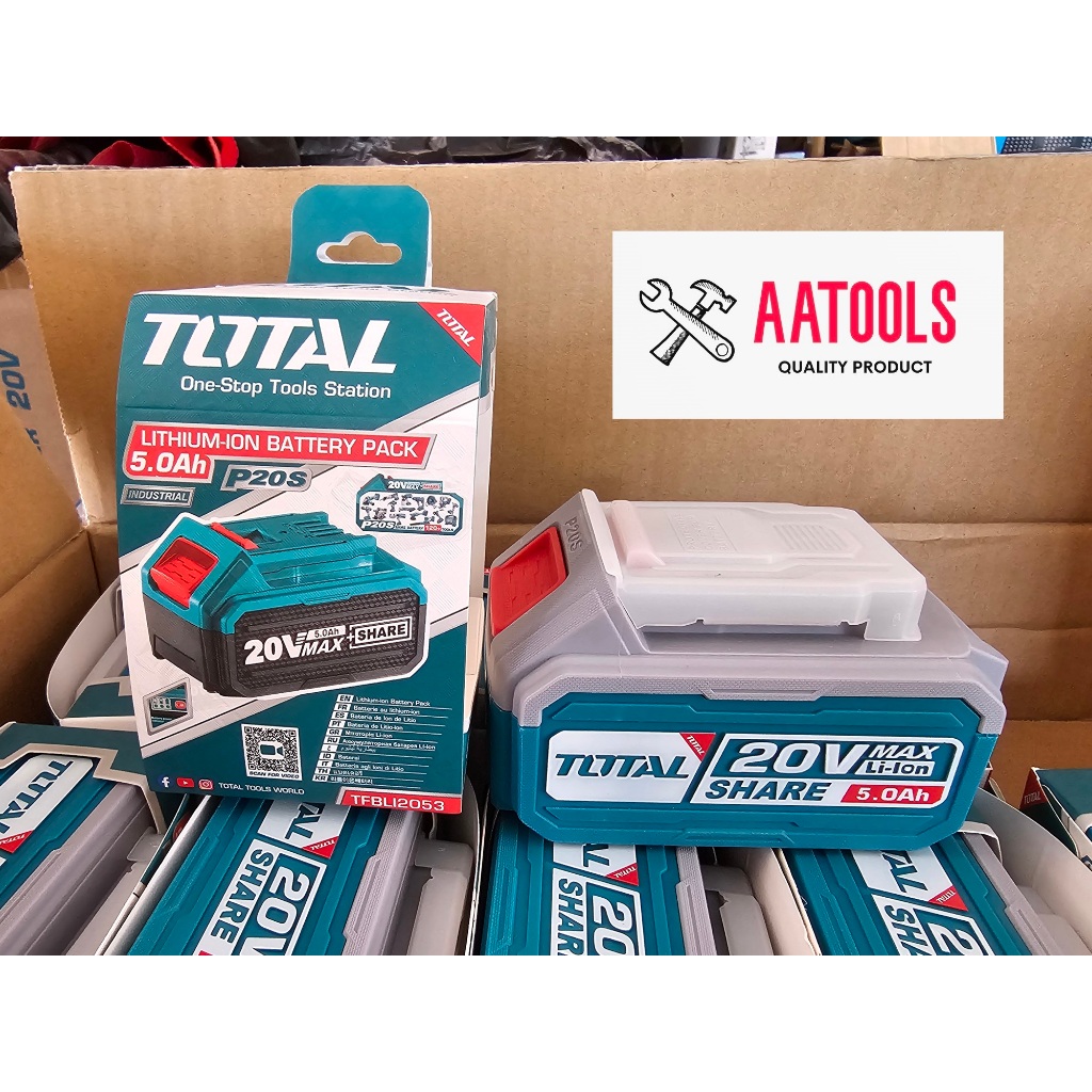 ของแท้ 100% TOTAL แบตเตอรี่ลิเธียมไอออน 20V 5.0Ah รุ่น TFBLI2053 โฉมใหม่ มี มอก.
