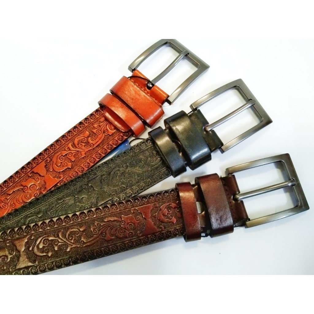 เข็มขัดแฟชั่นผู้ชาย งานปั้มลาย สินค้าถ่ายจากงานจริง (40428)