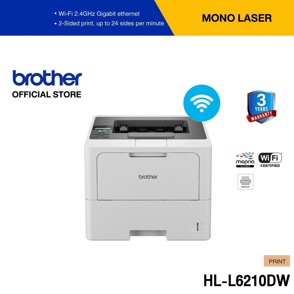 Brother HL-L6210DW Mono Laser เครื่องพิมพ์เลเซอร์ ปริ้นเตอร์ขาว-ดำ พิมพ์ 2 หน้าอัตโนมัติ,ถาดบรรจุกระดาษ 520 แผ่น