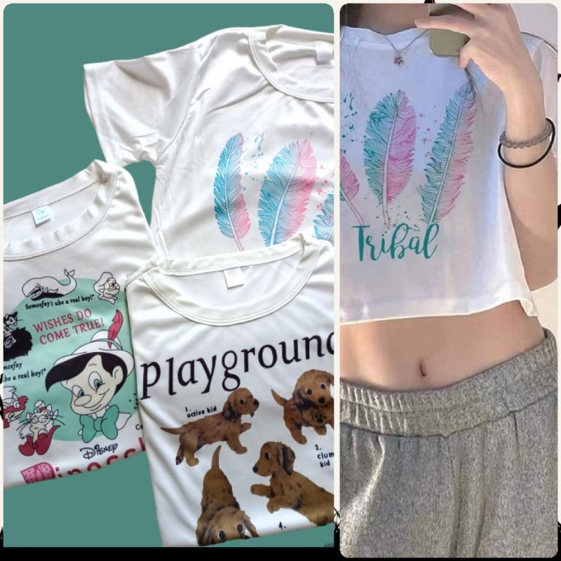 เสื้อครอป Crop คอกลม เสื้อครอปน่ารัก มือ1