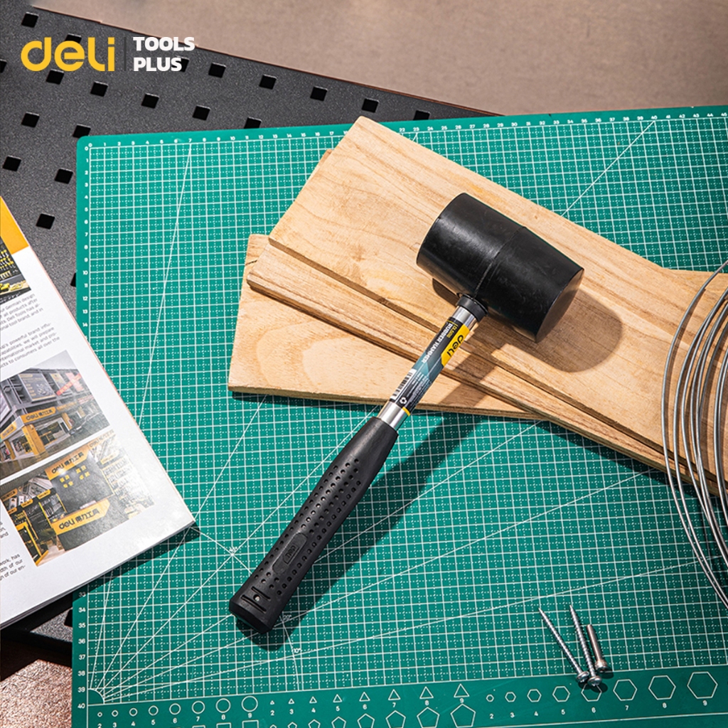 Deli ค้อนยาง ค้อนตอกสมอบก ด้ามไฟเบอร์ 16 ออนซ์ จับถนัดมือ เหมาะสำหรับงานช่างทั่วไป Rubber Hammer - รูปที่ 6